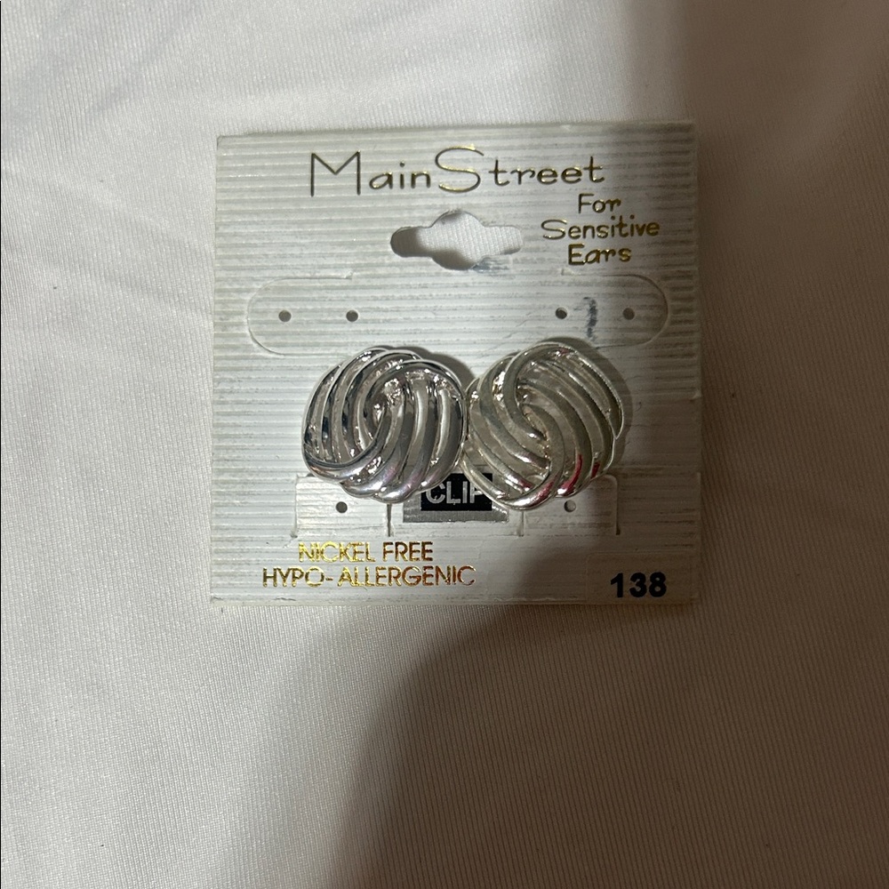 Silver Swirl Clip-On Earrings